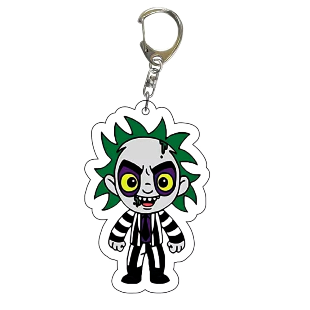 Beetlejuice keychain, horror keyring, scary movie pendant, Beetlejuice charm